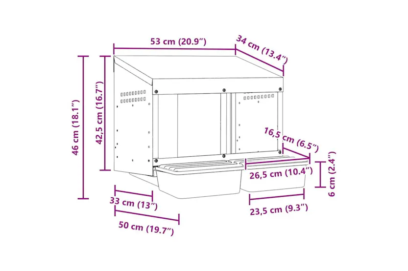 Vidaxl Chicken Nesting Box 2 Compartments Wall-mounted Galvanised Steel Vidaxl Chicken Nesting Box 2 Compartments Wall-mounted Galvanised Steel