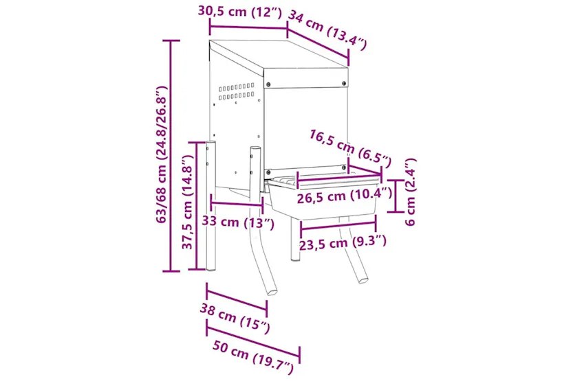 Vidaxl Chicken Nesting Box 1 Compartment With Legs Galvanised Steel Vidaxl Chicken Nesting Box 1 Compartment With Legs Galvanised Steel