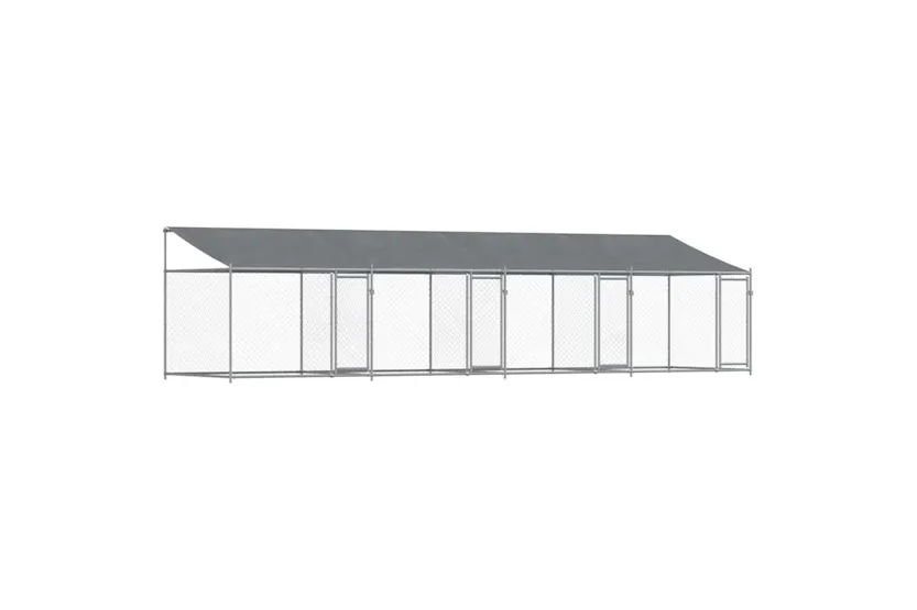 Vidaxl Dog Cage With Roof And Doors Grey 8x2x2 M Galvanised Steel Vidaxl Dog Cage With Roof And Doors Grey 8x2x2 M Galvanised Steel