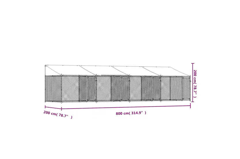Vidaxl Dog Cage With Roof And Doors Grey 8x2x2 M Galvanised Steel Vidaxl Dog Cage With Roof And Doors Grey 8x2x2 M Galvanised Steel