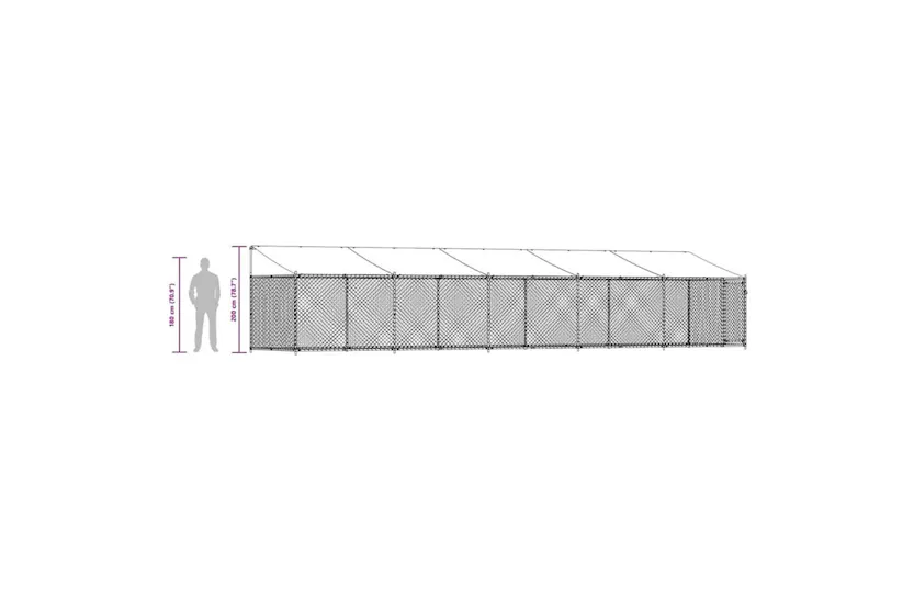 Vidaxl Dog Cage With Roof And Door Grey 10x2x2 M Galvanised Steel Vidaxl Dog Cage With Roof And Door Grey 10x2x2 M Galvanised Steel