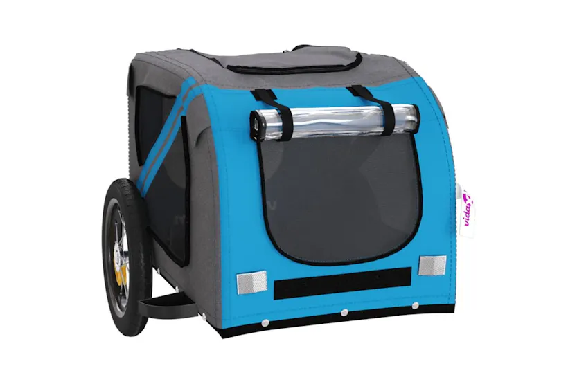 Vidaxl Pet Bike Trailer Blue And Grey Oxford Fabric And Iron Vidaxl Pet Bike Trailer Blue And Grey Oxford Fabric And Iron