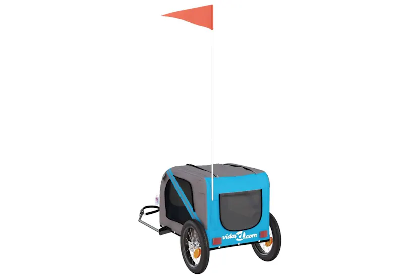 Vidaxl Pet Bike Trailer Blue And Grey Oxford Fabric And Iron Vidaxl Pet Bike Trailer Blue And Grey Oxford Fabric And Iron