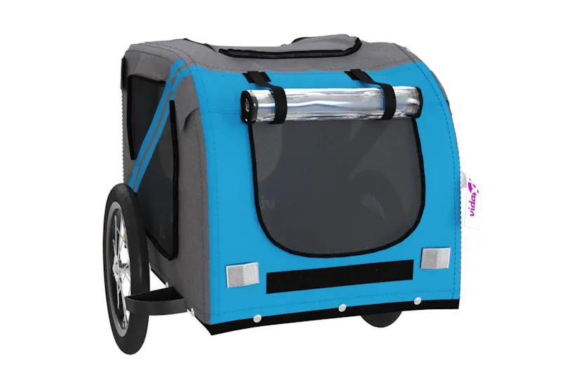 Vidaxl Pet Bike Trailer Blue And Grey Oxford Fabric And Iron Vidaxl Pet Bike Trailer Blue And Grey Oxford Fabric And Iron