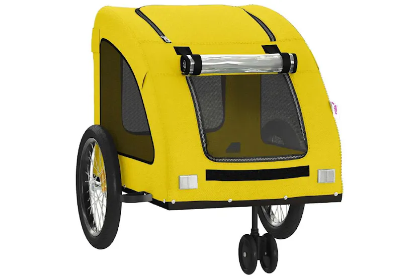 Vidaxl Pet Bike Trailer Yellow Oxford Fabric And Iron Vidaxl Pet Bike Trailer Yellow Oxford Fabric And Iron