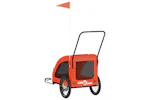 Vidaxl Pet Bike Trailer Orange And Grey Oxford Fabric And Iron Vidaxl Pet Bike Trailer Orange And Grey Oxford Fabric And Iron
