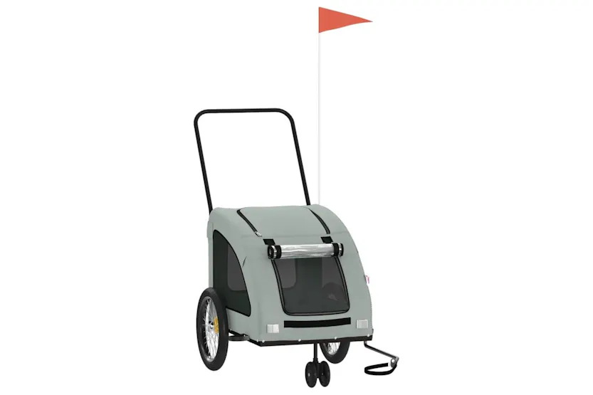 Vidaxl Pet Bike Trailer Grey Oxford Fabric And Iron Vidaxl Pet Bike Trailer Grey Oxford Fabric And Iron