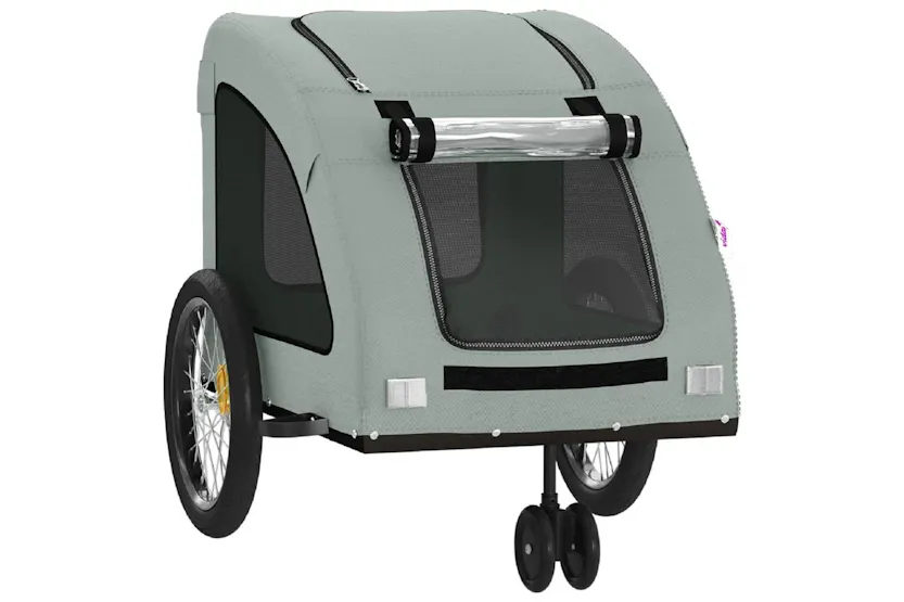 Vidaxl Pet Bike Trailer Grey Oxford Fabric And Iron Vidaxl Pet Bike Trailer Grey Oxford Fabric And Iron