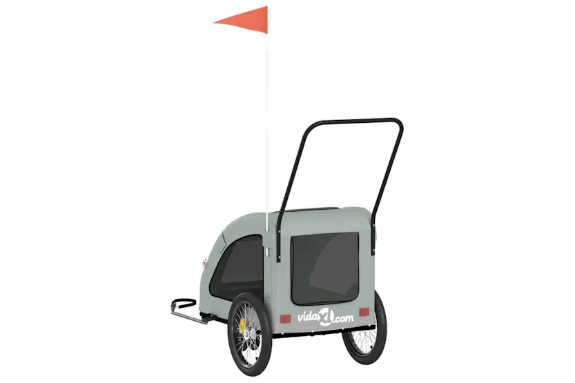 Vidaxl Pet Bike Trailer Grey Oxford Fabric And Iron Vidaxl Pet Bike Trailer Grey Oxford Fabric And Iron