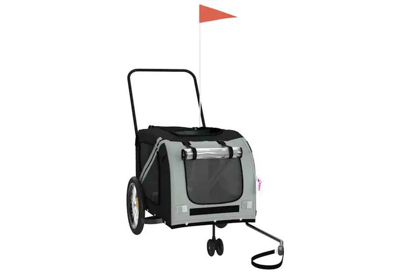 Vidaxl Pet Bike Trailer Grey And Black Oxford Fabric And Iron Vidaxl Pet Bike Trailer Grey And Black Oxford Fabric And Iron