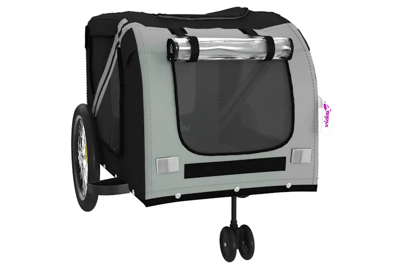 Vidaxl Pet Bike Trailer Grey And Black Oxford Fabric And Iron Vidaxl Pet Bike Trailer Grey And Black Oxford Fabric And Iron