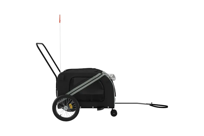 Vidaxl Pet Bike Trailer Grey And Black Oxford Fabric And Iron Vidaxl Pet Bike Trailer Grey And Black Oxford Fabric And Iron