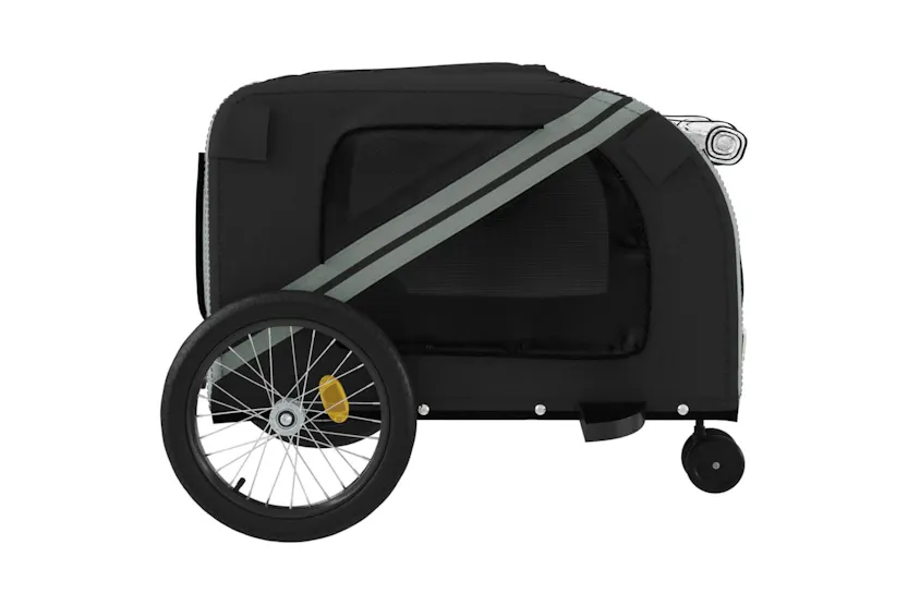 Vidaxl Pet Bike Trailer Grey And Black Oxford Fabric And Iron Vidaxl Pet Bike Trailer Grey And Black Oxford Fabric And Iron