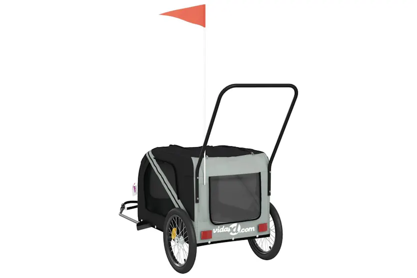 Vidaxl Pet Bike Trailer Grey And Black Oxford Fabric And Iron Vidaxl Pet Bike Trailer Grey And Black Oxford Fabric And Iron