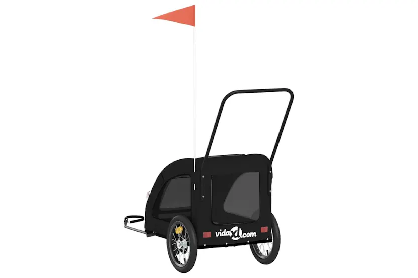 Vidaxl Pet Bike Trailer Black Oxford Fabric And Iron Vidaxl Pet Bike Trailer Black Oxford Fabric And Iron