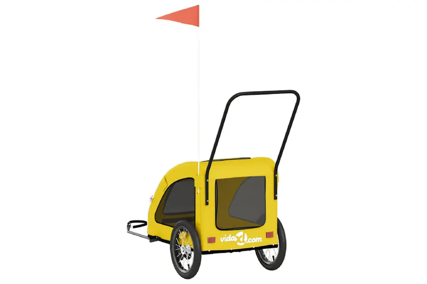 Vidaxl Pet Bike Trailer Yellow Oxford Fabric And Iron Vidaxl Pet Bike Trailer Yellow Oxford Fabric And Iron