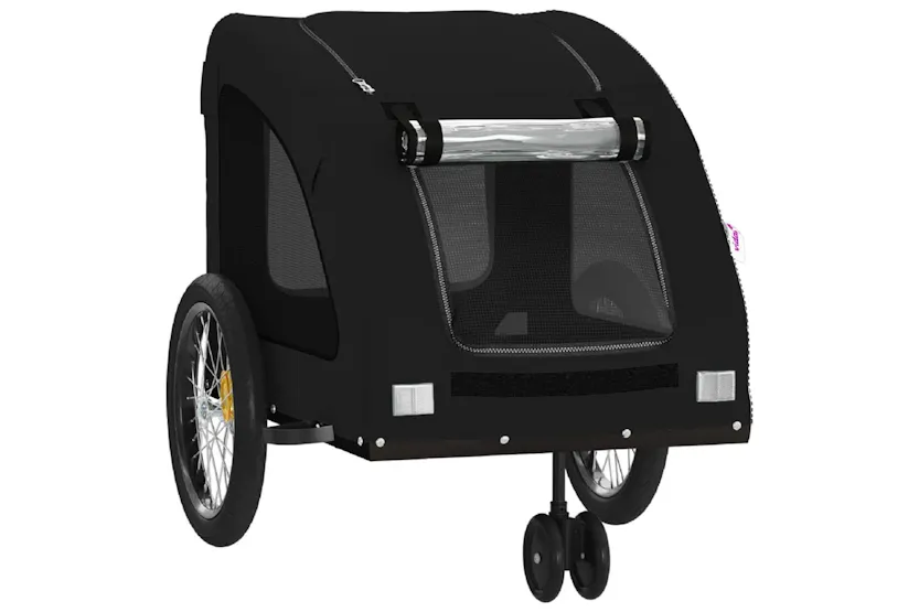 Vidaxl Pet Bike Trailer Black Oxford Fabric And Iron Vidaxl Pet Bike Trailer Black Oxford Fabric And Iron
