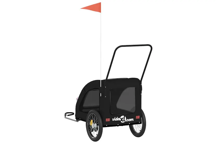 Vidaxl Pet Bike Trailer Black Oxford Fabric And Iron Vidaxl Pet Bike Trailer Black Oxford Fabric And Iron