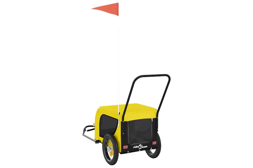 Vidaxl Pet Bike Trailer Yellow And Black Oxford Fabric And Iron Vidaxl Pet Bike Trailer Yellow And Black Oxford Fabric And Iron