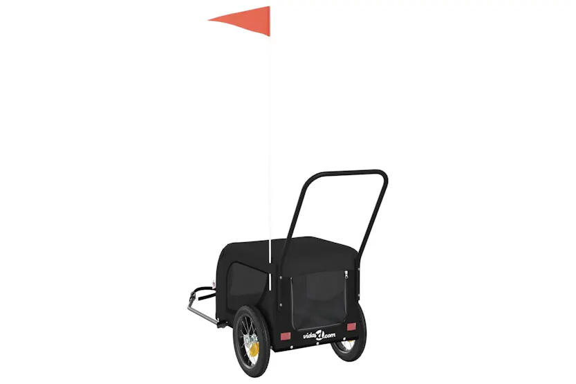Vidaxl Pet Bike Trailer Black Oxford Fabric And Iron Vidaxl Pet Bike Trailer Black Oxford Fabric And Iron
