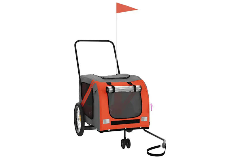 Vidaxl Pet Bike Trailer Orange And Grey Oxford Fabric And Iron Vidaxl Pet Bike Trailer Orange And Grey Oxford Fabric And Iron