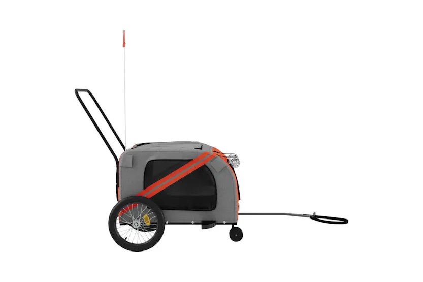 Vidaxl Pet Bike Trailer Orange And Grey Oxford Fabric And Iron Vidaxl Pet Bike Trailer Orange And Grey Oxford Fabric And Iron