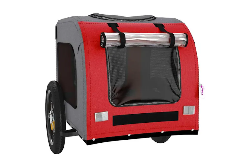 Vidaxl Pet Bike Trailer Red And Grey Oxford Fabric And Iron Vidaxl Pet Bike Trailer Red And Grey Oxford Fabric And Iron