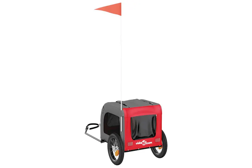 Vidaxl Pet Bike Trailer Red And Grey Oxford Fabric And Iron Vidaxl Pet Bike Trailer Red And Grey Oxford Fabric And Iron