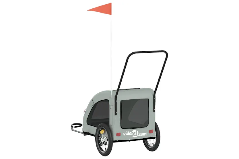 Vidaxl Pet Bike Trailer Grey Oxford Fabric And Iron Vidaxl Pet Bike Trailer Grey Oxford Fabric And Iron