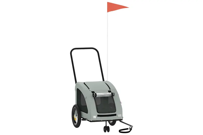 Vidaxl Pet Bike Trailer Grey Oxford Fabric And Iron Vidaxl Pet Bike Trailer Grey Oxford Fabric And Iron