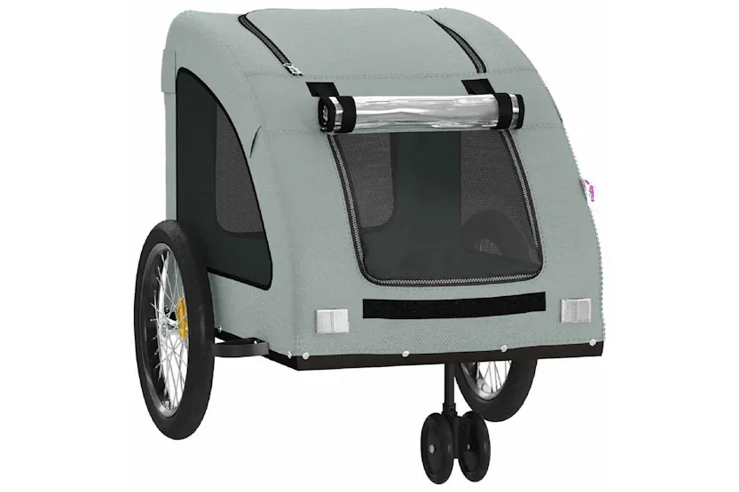Vidaxl Pet Bike Trailer Grey Oxford Fabric And Iron Vidaxl Pet Bike Trailer Grey Oxford Fabric And Iron
