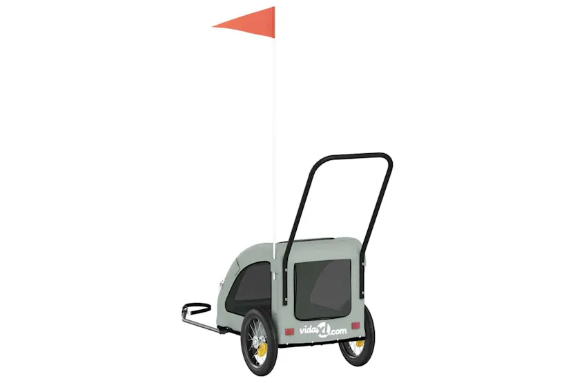 Vidaxl Pet Bike Trailer Grey Oxford Fabric And Iron Vidaxl Pet Bike Trailer Grey Oxford Fabric And Iron