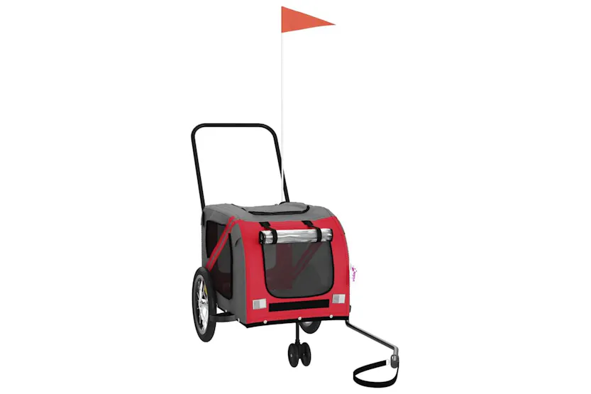 Vidaxl Pet Bike Trailer Red And Grey Oxford Fabric And Iron Vidaxl Pet Bike Trailer Red And Grey Oxford Fabric And Iron