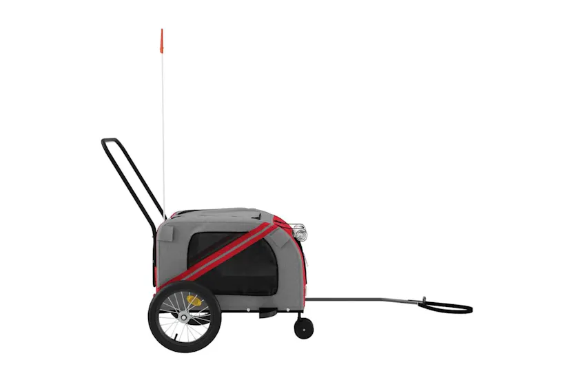 Vidaxl Pet Bike Trailer Red And Grey Oxford Fabric And Iron Vidaxl Pet Bike Trailer Red And Grey Oxford Fabric And Iron