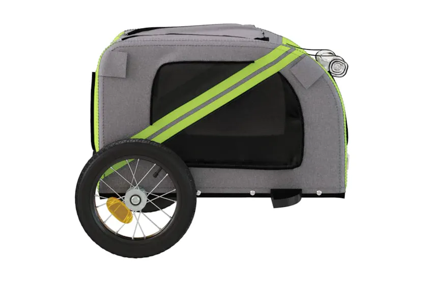 Vidaxl Pet Bike Trailer Green And Grey Oxford Fabric And Iron Vidaxl Pet Bike Trailer Green And Grey Oxford Fabric And Iron