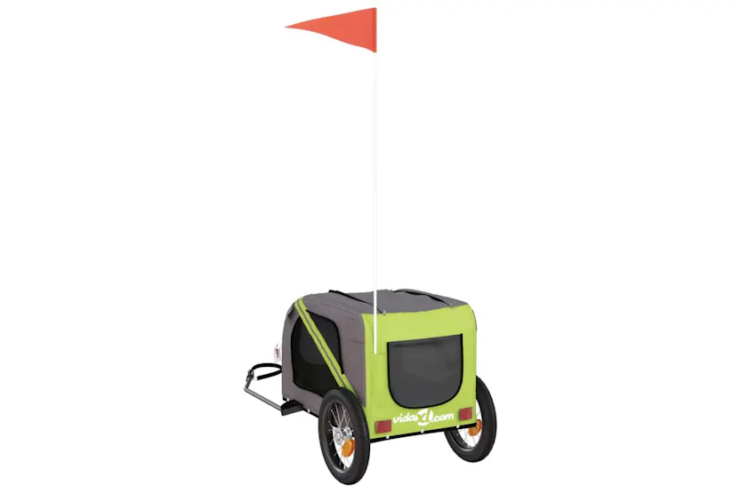 Vidaxl Pet Bike Trailer Green And Grey Oxford Fabric And Iron Vidaxl Pet Bike Trailer Green And Grey Oxford Fabric And Iron