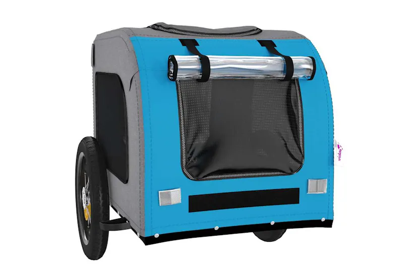 Vidaxl Pet Bike Trailer Blue And Grey Oxford Fabric And Iron Vidaxl Pet Bike Trailer Blue And Grey Oxford Fabric And Iron