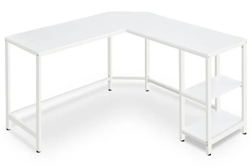 Vasagle L-shaped Computer Desk with 2 Storage Shelves | Maple White Vasagle L-shaped Computer Desk with 2 Storage Shelves | Maple White