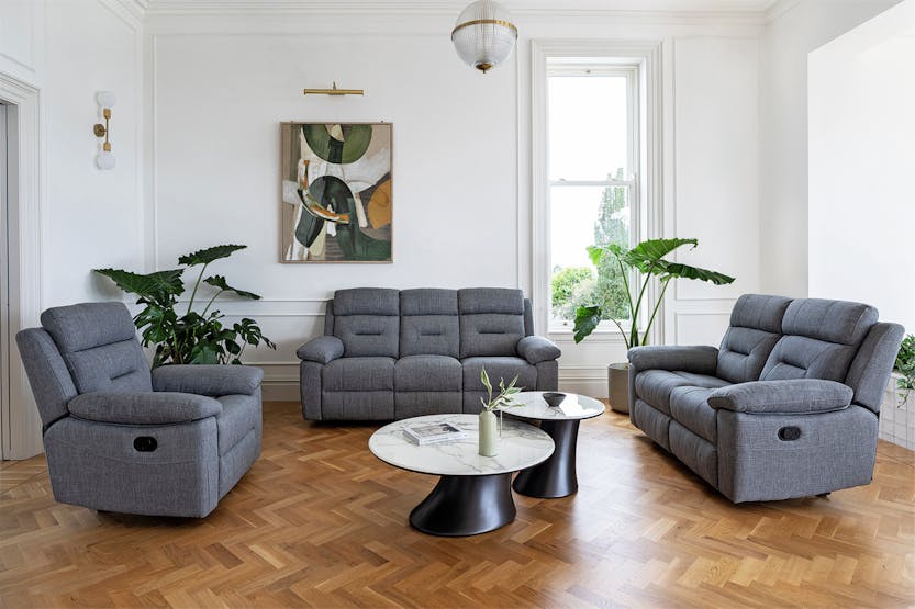 Shelli 3 Seater Sofa | Manual Recliner | Grey Shelli 3 Seater Sofa | Manual Recliner | Grey