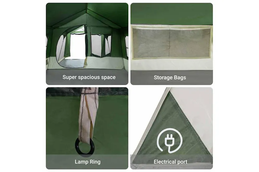 Vidaxl Family Tent Green And White 620 X 322 X 240 Cm Polyester Vidaxl Family Tent Green And White 620 X 322 X 240 Cm Polyester