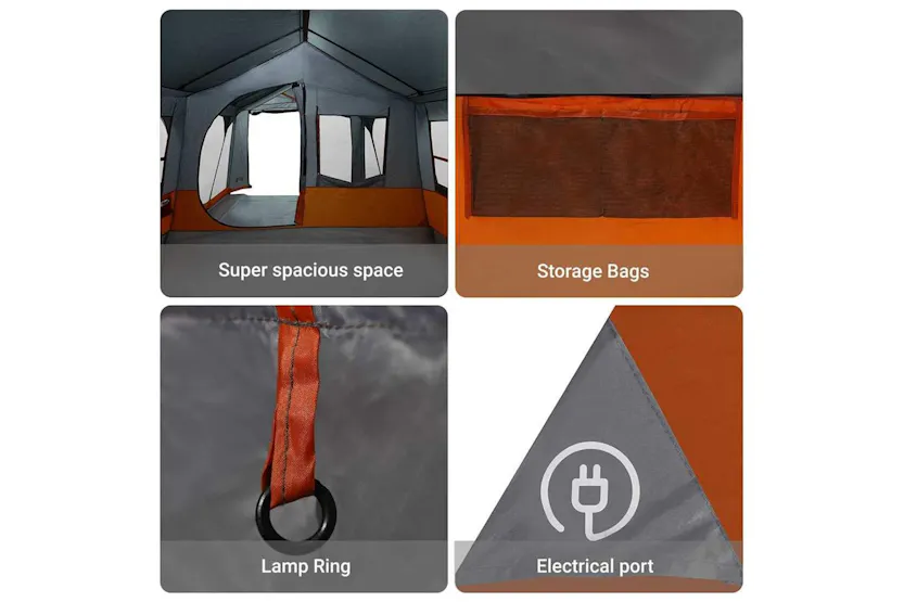 Vidaxl Family Tent Grey And Orange 620 X 322 X 240 Cm Polyester Vidaxl Family Tent Grey And Orange 620 X 322 X 240 Cm Polyester