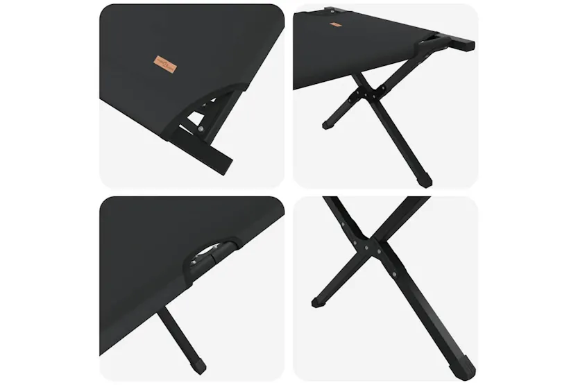 Vidaxl Folding Camping Bed Manual Black 210 X 80 X 46 Cm Oxford Fabric Vidaxl Folding Camping Bed Manual Black 210 X 80 X 46 Cm Oxford Fabric