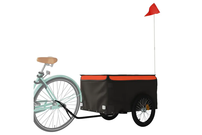 Vidaxl Bike Trailer Black And Orange 45 Kg Iron Vidaxl Bike Trailer Black And Orange 45 Kg Iron