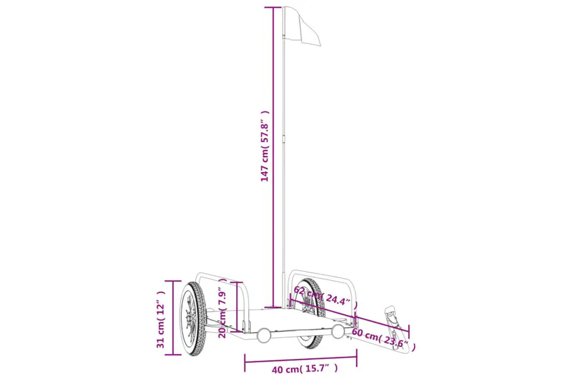 Vidaxl Bike Trailer Black 122x53x31 Cm Iron Vidaxl Bike Trailer Black 122x53x31 Cm Iron