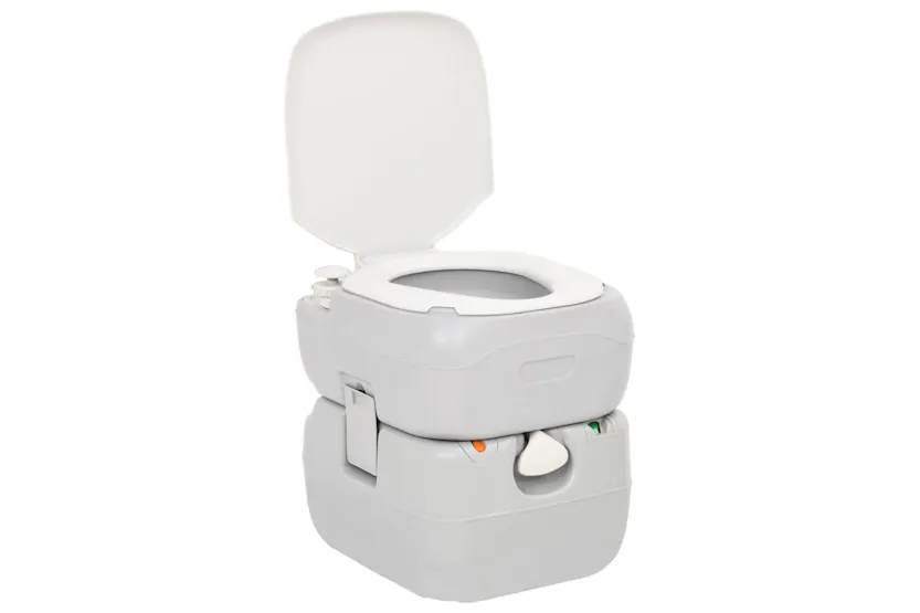 Vidaxl Portable Camping Toilet Grey And White 22+12 L Hdpe Vidaxl Portable Camping Toilet Grey And White 22+12 L Hdpe