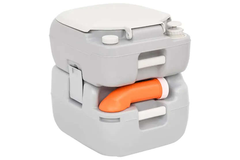 Vidaxl Portable Camping Toilet Grey And White 22+12 L Hdpe Vidaxl Portable Camping Toilet Grey And White 22+12 L Hdpe
