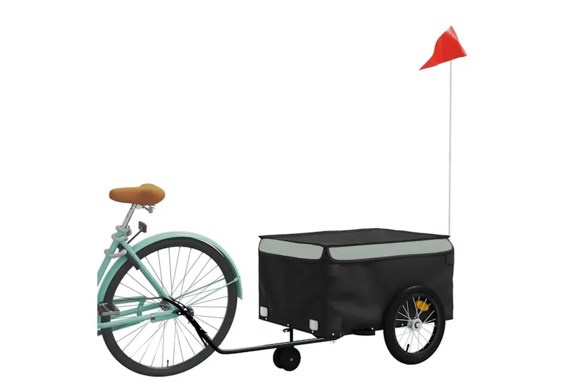 Vidaxl Bike Trailer Black And Grey 45 Kg Iron Vidaxl Bike Trailer Black And Grey 45 Kg Iron