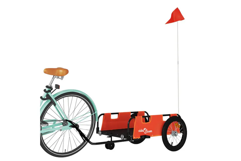 Vidaxl Bike Trailer Orange Oxford Fabric And Iron Vidaxl Bike Trailer Orange Oxford Fabric And Iron