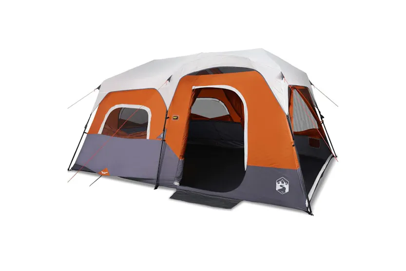 Vidaxl Family Tent With Led 9-person Light Grey And Orange Quick Release Vidaxl Family Tent With Led 9-person Light Grey And Orange Quick Release