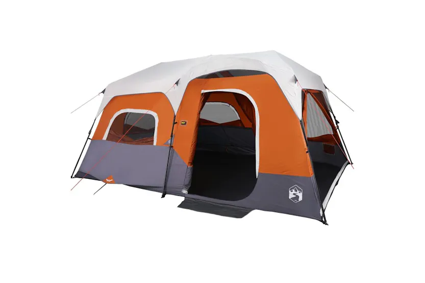 Vidaxl Family Tent With Led 9-person Light Grey And Orange Quick Release Vidaxl Family Tent With Led 9-person Light Grey And Orange Quick Release